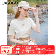 lagogo【涼感抗菌】索羅娜短袖T恤女拉谷谷夏季簡約圓領正肩上衣 米色(T2) M