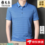 雅戈爾高端冰感索羅娜棉t恤男短袖夏季時(shí)尚條紋POLO衫潮薄款免燙 藍色-條紋領(lǐng)YGR-27 2XL 180建議155-170斤