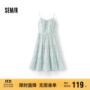 森馬（Semir）連衣裙女設(shè)計(jì)感肌理浪漫2025夏季甜美花邊碎花吊帶裙107425114051
