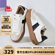 KAPPA卡帕女鞋厚底滑板鞋子女2025秋季新款運動(dòng)休閑鞋軟底德訓鞋小粉鞋 米黃色/黑色 37