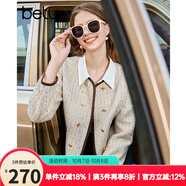 百圖betu女裝秋季新款短外套ins風(fēng)短款雙排扣小香風(fēng)外套女2309T99 杏色 S