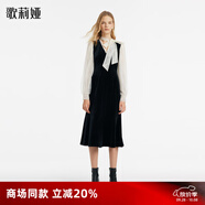 歌莉婭（GOELIA）預售預售連衣裙女氣質服裝蕾絲拼接黑色絲絨裙1C1R4H470 00B黑色 XS