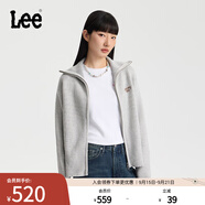 Lee25秋冬新品舒適版高領(lǐng)拉鏈雙色混色效果女長袖毛衣開衫休閑潮 灰色 XS