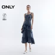 ONLY 2025秋季甜美荷葉邊牛仔吊帶裙中長款連衣裙女|125342010
