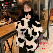 AEMAPE新款外套女2025秋冬女裝時(shí)尚長(cháng)袖拉鏈羊羔毛毛絨 加厚 拼接愛(ài)心款_加棉  S _建議100斤以下