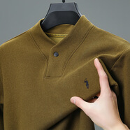 Liser榕坤優(yōu)選男裝2025秋冬彈力德絨圓領(lǐng)衛衣男士長(cháng)袖常規保暖打底衫潮 黃色 M 165建議90-115斤