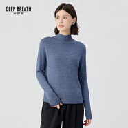 深呼吸DEEP BREATH女裝可機(jī)洗純羊毛打底針織衫女A300962 牛仔藍(lán) XS (1)