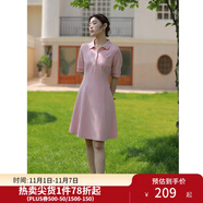 獨(dú)束【長(zhǎng)短可選】大碼女裝POLO領(lǐng)連衣裙夏新款微胖mm遮肉顯瘦 粉色 M