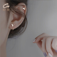 初霓999足銀彎鉤耳釘耳環(huán)飾品養耳洞睡覺(jué)免摘時(shí)尚氣質(zhì)輕奢高級感1對 999足銀蝴蝶耳釘1對