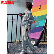 萱眸韓國博主亮片蕾絲透視新款網(wǎng)紗一片設(shè)計系帶圍裙屁簾半身裙屁簾秋 白色