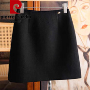 皮爾卡丹（pierre cardin）半身裙2025秋季新款高腰A字短裙大尺碼時尚顯瘦毛呢帶內(nèi)襯包臀裙 黑色 3XL 【160-180斤】