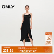 ONLY秋季時尚蕩領(lǐng)不對稱吊帶中長款連衣裙女|124307009 H1Z 黑色 M 165/84A