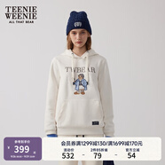 Teenie Weenie小熊秋冬裝學(xué)院風(fēng)藍(lán)色T恤索羅娜加絨連帽衛(wèi)衣套頭衫 象牙白 M (165)