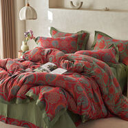 覆古中式幸福搖錢(qián)樹(shù)色織全棉雙層紗四A類(lèi)母嬰級四季純棉床單 搖錢(qián)樹(shù) 套200*230床單245*250的四