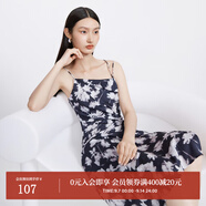 迪賽尼斯（DESIGNICE）秋季新款高級感通勤吊帶長裙開叉無袖高腰連衣裙 花色 L