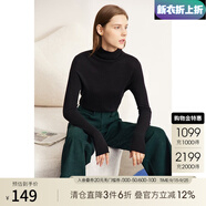 AMII中秋好禮2025秋季新款全羊毛毛衣堆堆領(lǐng)高領(lǐng)套頭上衣女打底針 黑色 160/84A/M