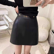 月影披夢(mèng)海寧真皮皮裙女2025秋冬新款高腰顯瘦包臀裙綿羊皮A字短裙半身裙a 黑色 M