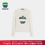 TEXWOOD蘋(píng)果女士羊毛針織衫毛衣新款圓領(lǐng)秋冬長(zhǎng)袖外搭圓領(lǐng)上衣女 白色 M