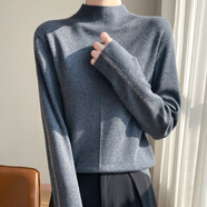 閱櫻針織衫女秋冬25新款女裝韓版純色顯瘦半高領(lǐng)套頭毛衣女內搭打底衫 灰色 2XL