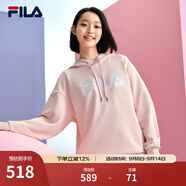 斐樂（FILA）官方多彩衛(wèi)衣長袖情侶裝寬松時尚運動連帽套頭衫男女上衣印花 （加絨）瓏臨粉-LP L 175/96A