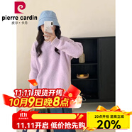 皮爾卡丹（pierre cardin）珊瑚絨軟糯加厚毛衣女2025秋冬季韓版寬松圓領純色針織打底衫 粉紅色 M