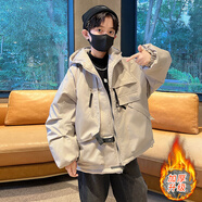 TVST輕奢品牌童裝男童夾克外套秋冬季新款中大童男式時(shí)尚清涼夾克外套 米白色 單件外套 加厚 130 cm