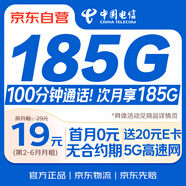 中國電信19元流量卡【185G】長期全國通用手機卡電話卡月租號碼5G非無限永終身純上網(wǎng)