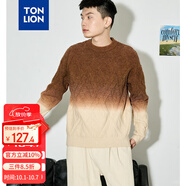 唐獅（TonLion）2023男毛衣漸變麻花針織衫寬松絞花毛衫 琥珀色 M 