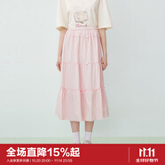 樂町韓系甜美蛋糕長裙少女感純棉半身裙基礎好穿長裙 粉色（現(xiàn)貨） S