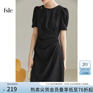 范思藍(lán)恩黑色氣質(zhì)通勤短袖連衣裙女夏季短袖法式收腰顯瘦裙子2038 氣質(zhì)黑 L