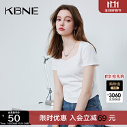 KBNE短袖t恤女上衣白色內(nèi)搭2025夏季新款方領(lǐng)設(shè)計感洋氣獨特打底 白色 XS