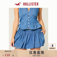 HOLLISTER25夏可愛(ài)辣妹蓬蓬牛仔半身短裙褲女裝343-5191 藍色 L (165/80A)標準版