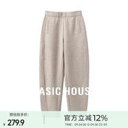 Basic House/百家好加厚加絨休閑褲女秋冬香蕉褲奶奶褲保暖百搭寬松顯瘦新款 燕麥色 M 100-110斤