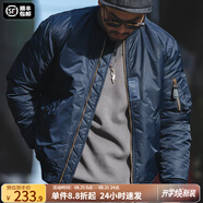 馬登工裝美式復古MA1飛行員棉服夾克男秋冬加厚棉襖棒球服上衣外套 寶藍色 L
