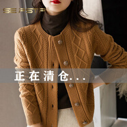 夏典素訂女王（SE.PSTP）針織開衫女2025年秋季新款時尚洋氣女短款外套寬松加厚毛衣 咖色。原創(chuàng)輕奢大品牌官方旗艦 S