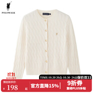 POLOWALK麻花針織開(kāi)衫女春秋季新款保羅女裝氣質(zhì)休閑絞花毛衣外套長(zhǎng)袖線衣 米白【AM8W53580111】 S (155)