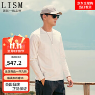 LISM國際一線品牌240G重磅爽滑字母印花長袖T恤男2025新款春秋男士打 白色 M (110-135斤)