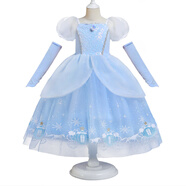 冰雪奇緣愛(ài)莎公主裙蘇菲亞六一兒童裝女童禮服灰姑娘貝爾長(cháng)發(fā)公主 灰姑娘裙子+袖套 100 cm(建議身高90-100cm)