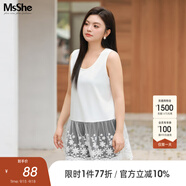MsShe【14支糯米絨&重工釘珠】大碼女裝秋冬蕾絲花邊背心毛衣套裝 U領(lǐng)背心-純白色現貨 2XL