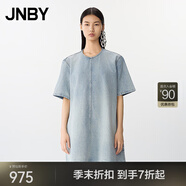 JNBY/江南布衣25夏新品連衣裙水洗A型短袖寬松休閑通勤5P4G10440 958/牛仔淺藍(lán) L