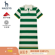 哈吉斯（HAZZYS）女裝 夏款針織休閑條紋顯瘦寬松連衣裙AQWSE03BF03 綠色GR 165/88A 40