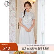 固執(zhí)（OBSTINATE）【特價(jià)】夏款女年新款中式復(fù)古蕾絲網(wǎng)紗中長(zhǎng)連衣裙32432LQ08046 淺藍(lán)色 L 170/88A