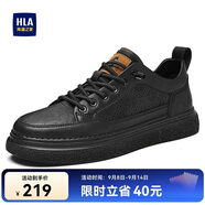 海瀾之家HLA男鞋休閑男士板鞋運(yùn)動(dòng)鞋HAAXXM2EBF310 黑色沖孔款44