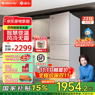 格力（GREE）晶弘231升風(fēng)冷無(wú)霜三門(mén)冰箱離子長(zhǎng)效凈味家用小戶型宿舍出租房小冰箱玻璃面板 BCD-231WETG/浮光金