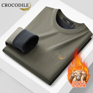 鱷魚恤（CROCODILE）毛衣男秋冬季休閑圓領(lǐng)打底衫保暖針織衫純色套頭衫男 卡其色43 L (50)