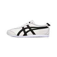 Onitsuka Tiger鬼?；EXICO66夏季皮面透氣輕便百搭跑步鞋男女運(yùn)動休閑鞋 白黑色 35