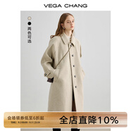 VEGA CHANG毛呢大衣女中長(cháng)款2025冬新款?lèi)?ài)心扣高級感外套 燕麥色 L
