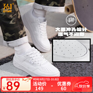 361°361度女板鞋秋冬運動(dòng)鞋空軍一號革面低幫厚底耐磨小白鞋情侶同款 361度白 39