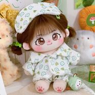 何佳功棉花娃娃20cm娃衣熊只只20cm衣服睡衣秋冬可愛(ài)公主裙子服飾套裝 20cm偷懶小熊+眼罩 袋裝：骨架版-咖茶裸娃+衣服+出生證