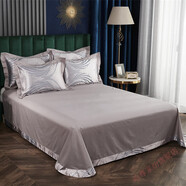 娜愛(ài)詩(shī)雙人床單2.3x2.5純棉歐式輕奢單件圓角花邊大枕套三件套色湖蘭(床 蘭金(四季) (床單+枕套1對) 250cm*250cm